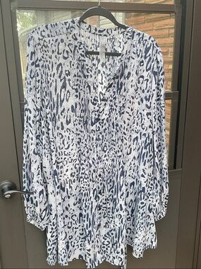 Melissa McCarthy Navy and light Blue Animal-Print Tunic